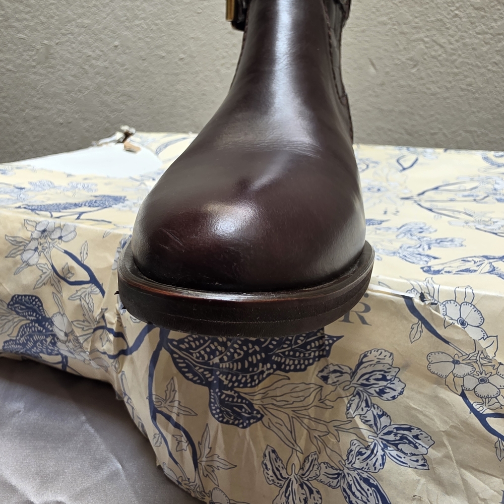 Croco-Embossed Over-the-Knee Riding Boot - Dark Brown - Picture 5 of 15